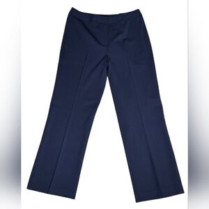 Lafayette 148 Navy Blue Lightweight Stretch Wool Wide Leg Trousers Size10 Office
